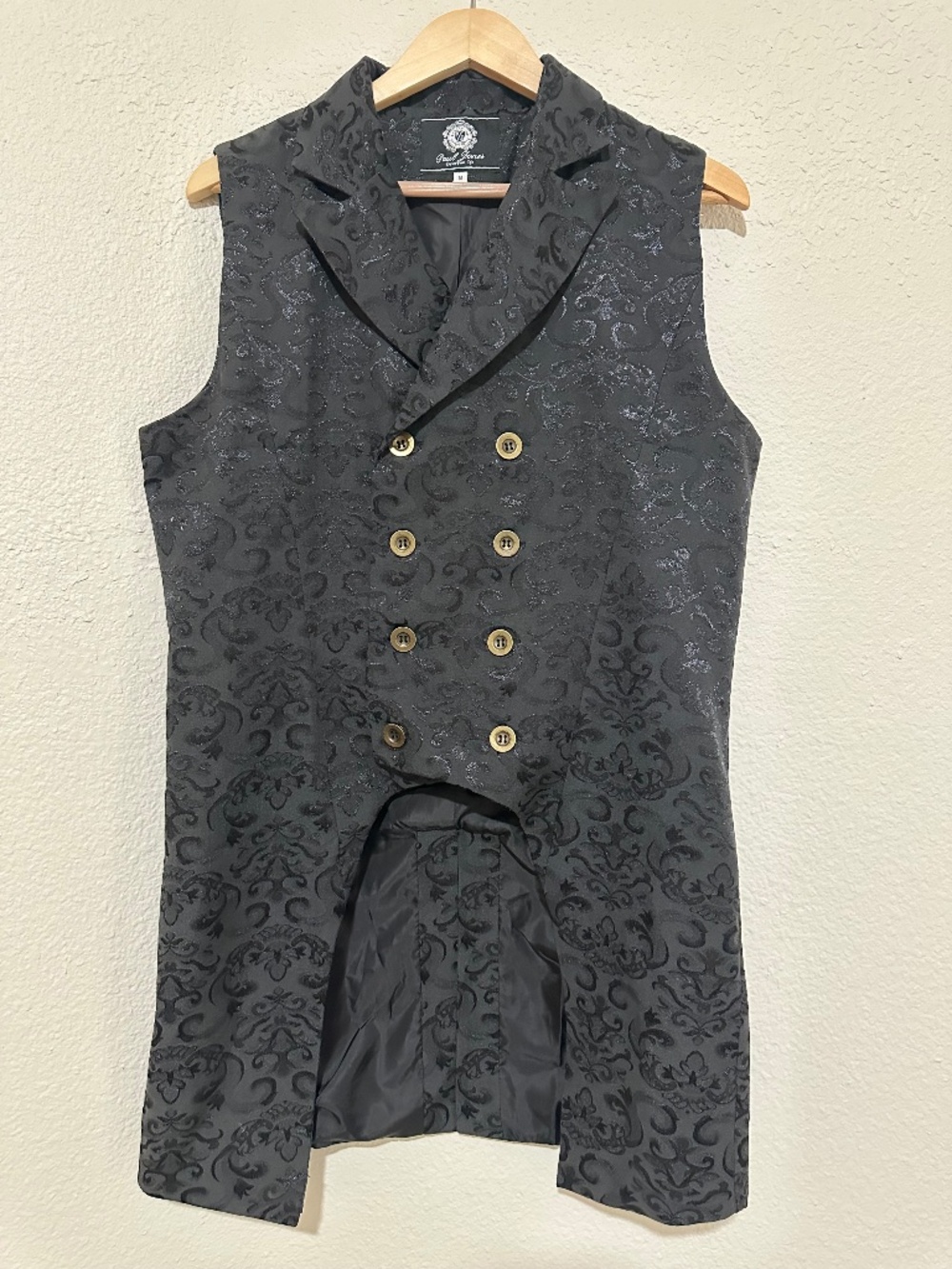 Paul Jones M Mens Gothic Steampunk Double Breasted Vest Brocade Waistcoat